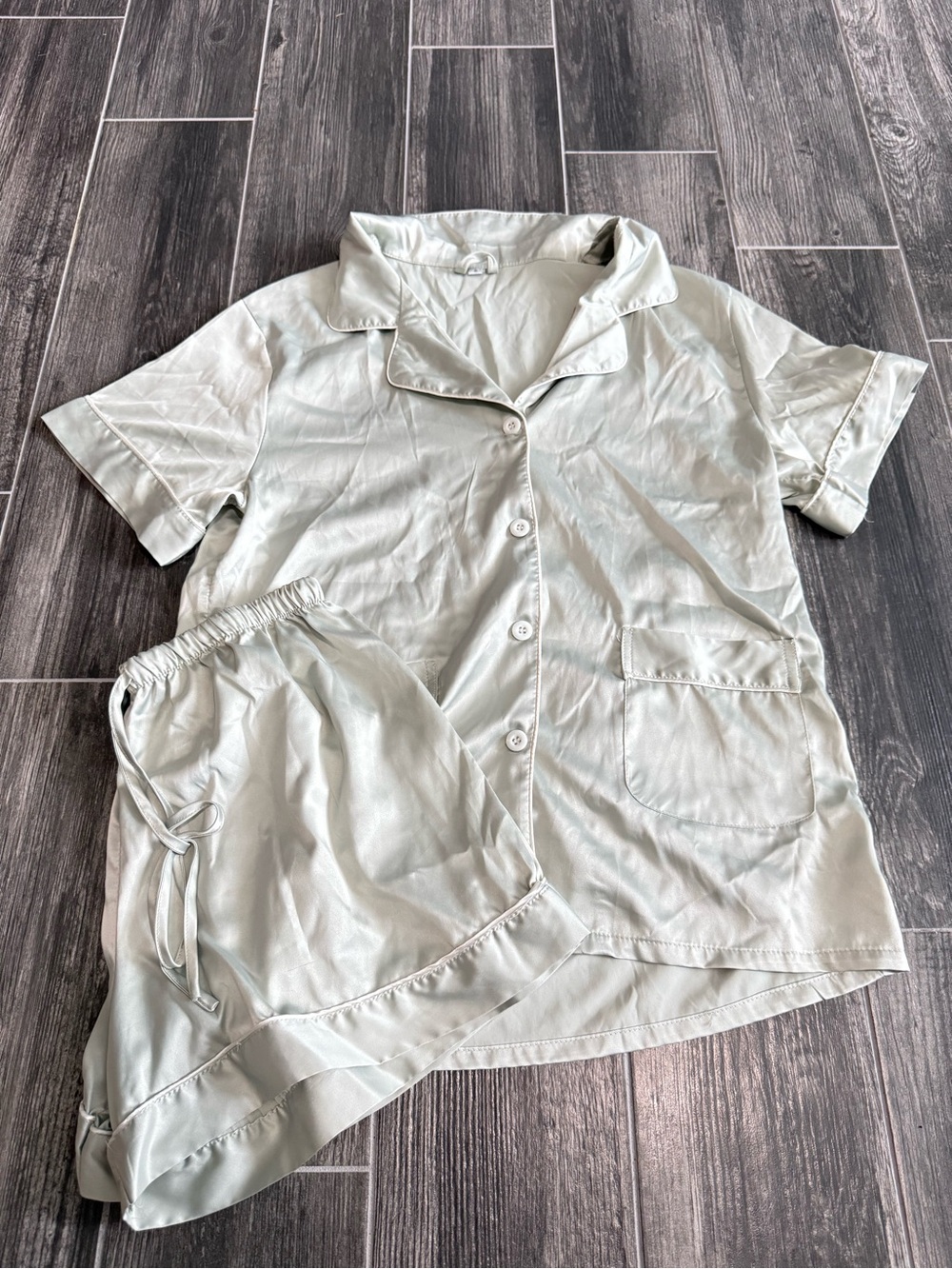 Light Sage Green Satin Pajama Set